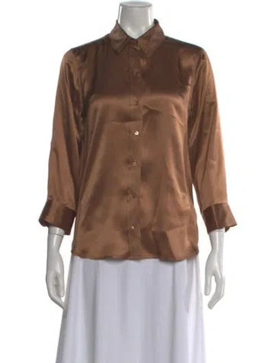Pre-owned L'agence Silk Three-quarter Sleeve Blouse In Neutral