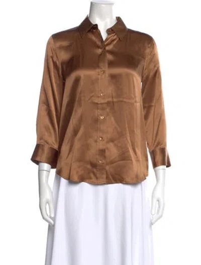Pre-owned L'agence Silk Three-quarter Sleeve Blouse In Neutral