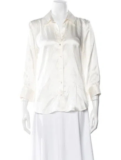 Pre-owned L'agence Silk Three-quarter Sleeve Blouse In Neutral