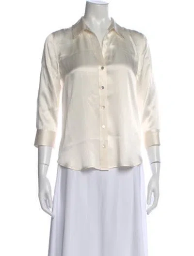 Pre-owned L'agence Silk Three-quarter Sleeve Blouse In Neutral