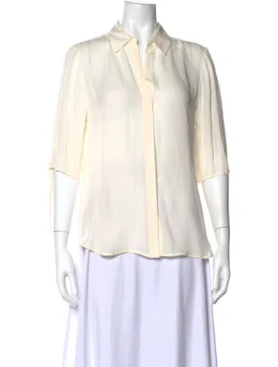 Pre-owned L'agence Silk Three-quarter Sleeve Blouse In Neutral