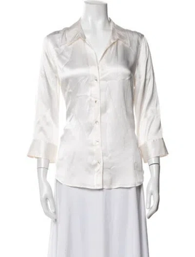 Pre-owned L'agence Silk Three-quarter Sleeve Blouse In Neutrals
