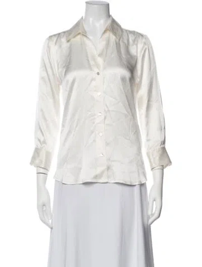 Pre-owned L'agence Silk Three-quarter Sleeve Blouse In Neutrals