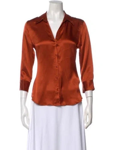 Pre-owned L'agence Silk Three-quarter Sleeve Blouse In Orange