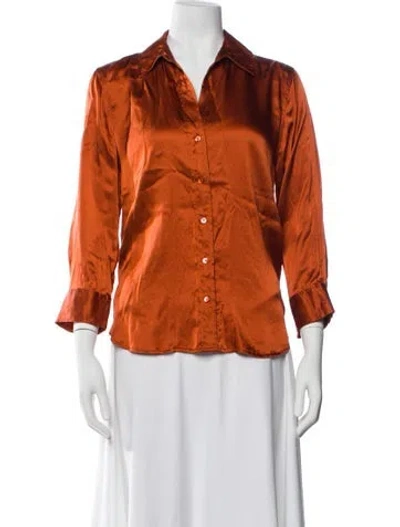 Pre-owned L'agence Silk Three-quarter Sleeve Blouse In Orange
