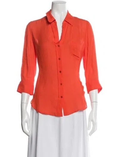 Pre-owned L'agence Silk Three-quarter Sleeve Blouse In Orange