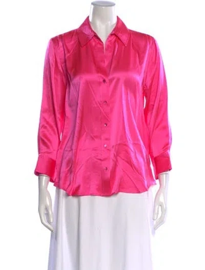 Pre-owned L'agence Silk Three-quarter Sleeve Blouse In Pink
