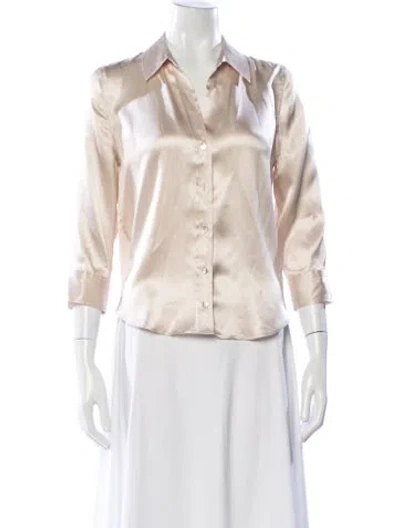 Pre-owned L'agence Silk Three-quarter Sleeve Blouse In Pink
