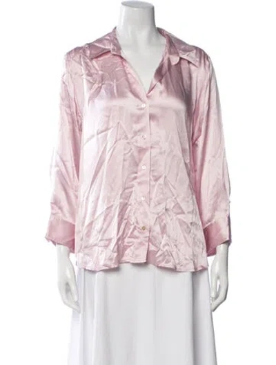 Pre-owned L'agence Silk Three-quarter Sleeve Blouse In Pink