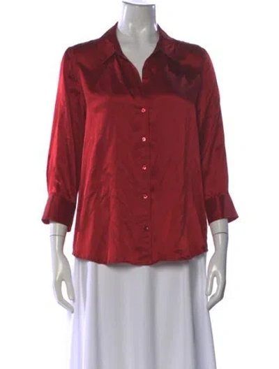 Pre-owned L'agence Silk Three-quarter Sleeve Blouse In Red