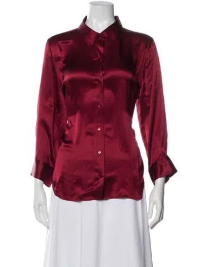 Pre-owned L'agence Silk Three-quarter Sleeve Blouse In Red