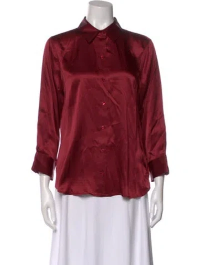 Pre-owned L'agence Silk Three-quarter Sleeve Blouse W/ Tags In Burgundy