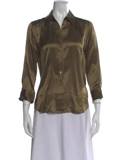 Pre-owned L'agence Silk Three-quarter Sleeve Blouse W/ Tags In Green
