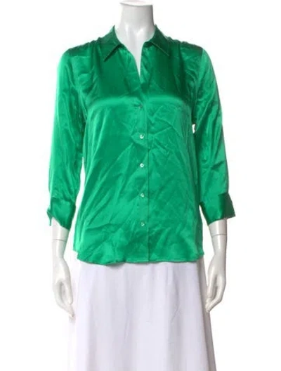 Pre-owned L'agence Silk Three-quarter Sleeve Blouse W/ Tags In Green