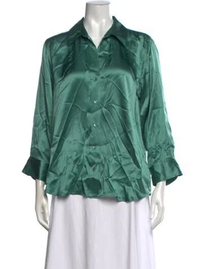 Pre-owned L'agence Silk Three-quarter Sleeve Blouse W/ Tags In Green