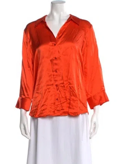 Pre-owned L'agence Silk Three-quarter Sleeve Blouse W/ Tags In Orange