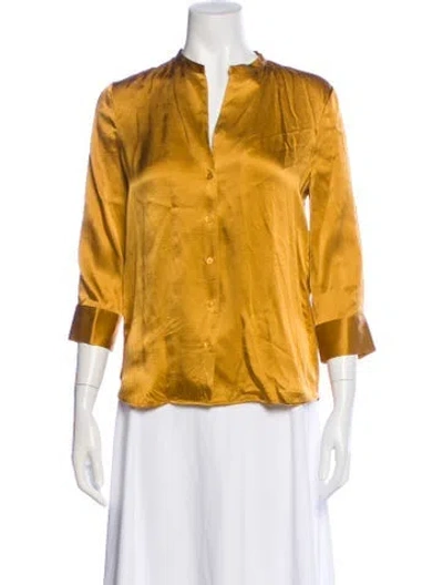 Pre-owned L'agence Silk Three-quarter Sleeve Blouse W/ Tags In Yellow