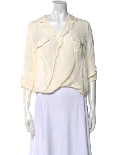 Pre-owned L'agence Silk Three-quarter Sleeve Blouse In White