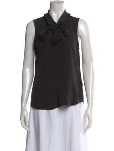 Pre-owned L'agence Silk Tie Neck Blouse In Black