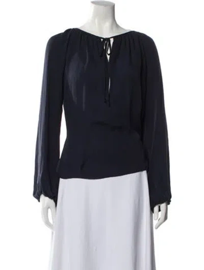 Pre-owned L'agence Silk Tie Neck Blouse In Blue