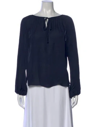 Pre-owned L'agence Silk Tie Neck Blouse In Blue
