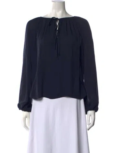 Pre-owned L'agence Silk Tie Neck Blouse In Blue