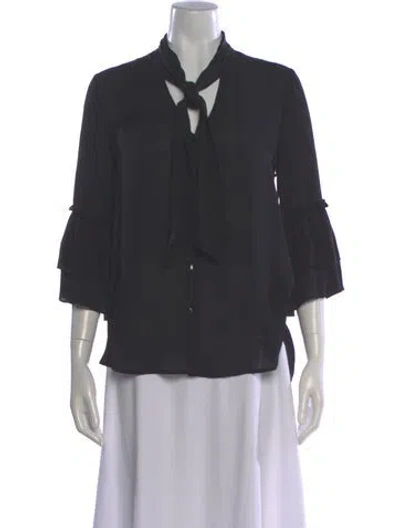 Pre-owned L'agence Silk Tie Neck Blouse In Gray