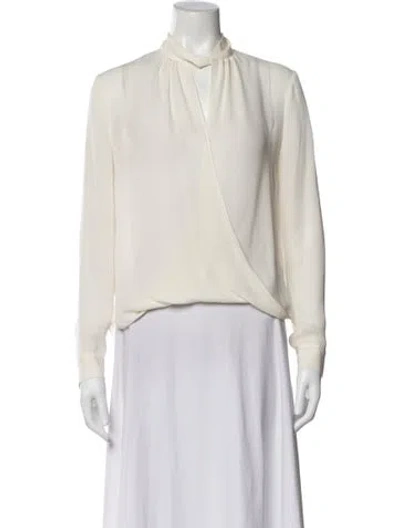 Pre-owned L'agence Silk Tie Neck Blouse In Neutral