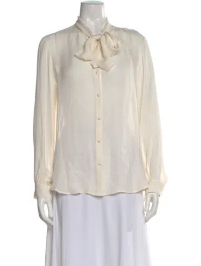 Pre-owned L'agence Silk Tie Neck Blouse In Neutral