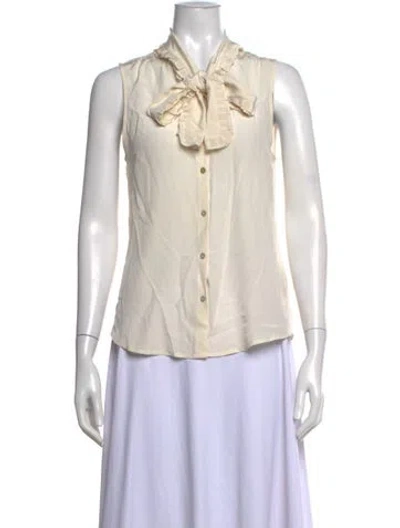Pre-owned L'agence Silk Tie Neck Blouse In Neutrals