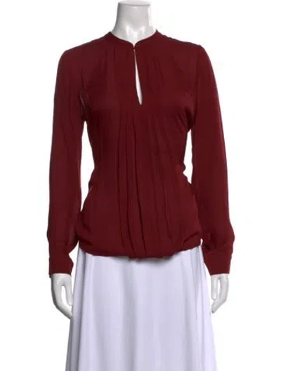 Pre-owned L'agence Silk Tie Neck Blouse In Red