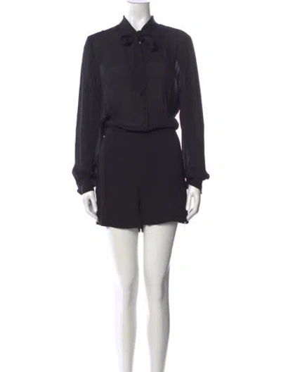 Pre-owned L'agence Silk Tie Neck Jumpsuit In Black