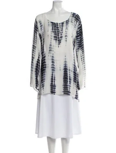 Pre-owned L'agence Silk Tie-dye Print Blouse In White