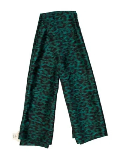 Pre-owned L'agence Silk Tie-dye Print Scarf In Green