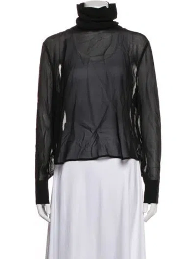 Pre-owned L'agence Silk Turtleneck Top In Blue