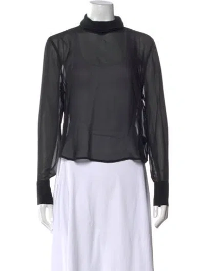 Pre-owned L'agence Silk Turtleneck Top In Gray
