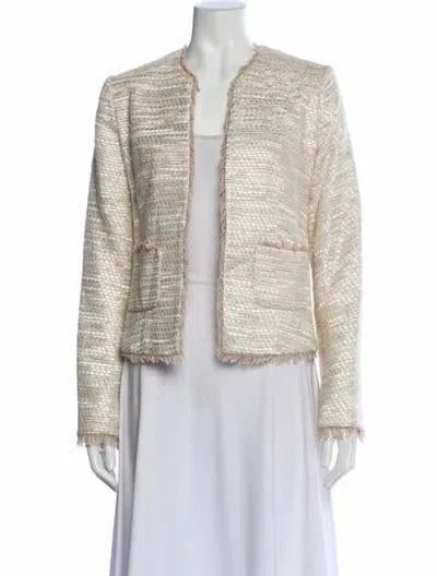 Pre-owned L'agence Silk Tweed Pattern Blazer In Neutral