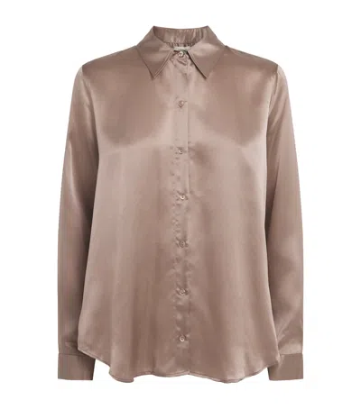 L'agence Silk Tyler Blouse In Beige