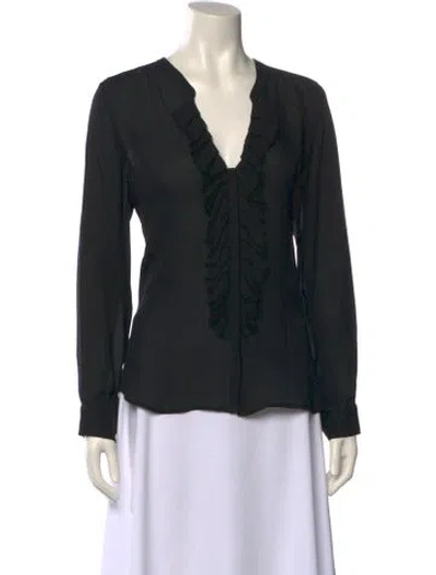 Pre-owned L'agence Silk V-neck Blouse In Black
