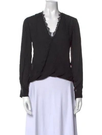 Pre-owned L'agence Silk V-neck Blouse In Black