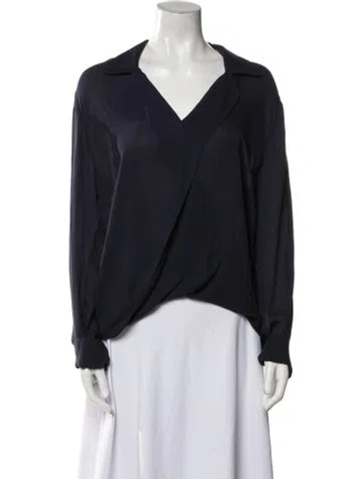 Pre-owned L'agence Silk V-neck Blouse In Black