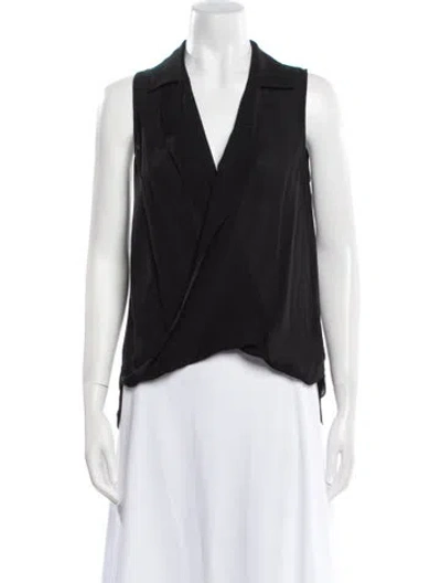 Pre-owned L'agence Silk V-neck Blouse In Black
