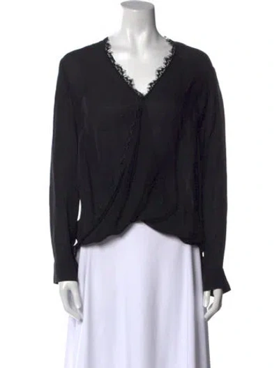 Pre-owned L'agence Silk V-neck Blouse In Black