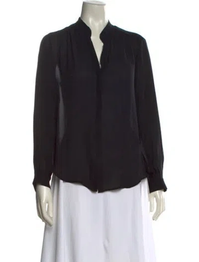 Pre-owned L'agence Silk V-neck Blouse In Black