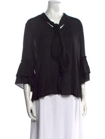 Pre-owned L'agence Silk V-neck Blouse In Black