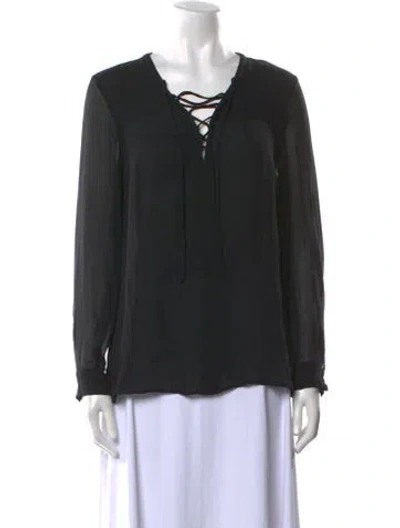 Pre-owned L'agence Silk V-neck Blouse In Black