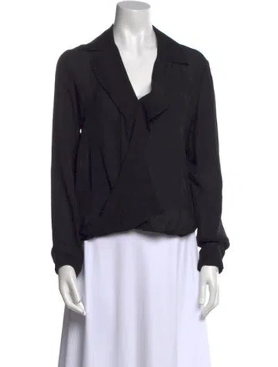 Pre-owned L'agence Silk V-neck Blouse In Black