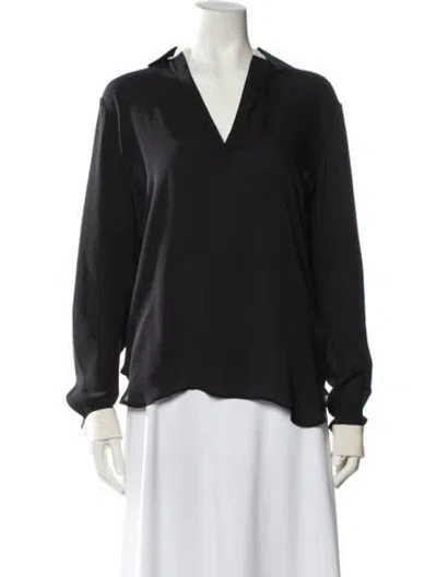 Pre-owned L'agence Silk V-neck Blouse In Black