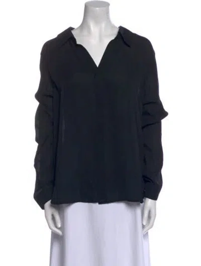 Pre-owned L'agence Silk V-neck Blouse In Black