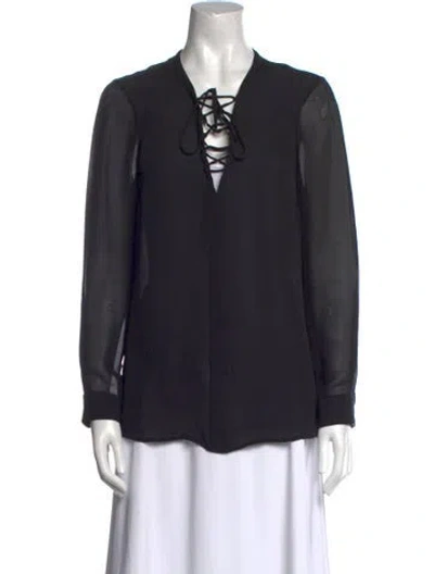 Pre-owned L'agence Silk V-neck Blouse In Black